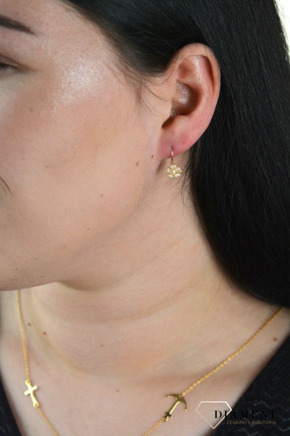 Złote kolczyki kwiatki z cyrkoniami 333 KL 7962 333.jpg